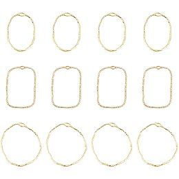 CHGCRAFT 60Pcs Oval Rectangle Ring Open Back Bezel Pendants Geometric Hollow Frame Charms for DIY UV Resin Pressed Flower Jewelry Making