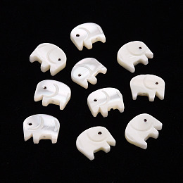 Honeyhandy Natural Trochid Shell/Trochus Shell Beads, Elephant, Seashell Color, 9.5x11x2~3mm, Hole: 0.8mm