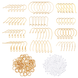 DICOSMETIC 72Pcs 12 Style Earring Hooks Stainless Steel Assorted Ear Wire Hooks Golden Leverback Earring Findings with 80pcs 5mm Jump Ring and 200pcs Earring Nuts for Jewelry Making