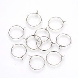 Honeyhandy 304 Stainless Steel Hoop Earrings, Stainless Steel Color, 18~19x15x0.5mm, Inner Diameter: 14mm, 24 Gauge