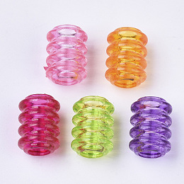 Honeyhandy Transparent Acrylic European Beads, Dyed, Large Hole Beads, Tube, Mixed Color, 15x11mm, Hole: 6mm, about 600pcs/500g