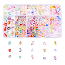 Honeyhandy Transparent Acrylic Beads, Mixed Shapes, Mixed Color, 265pcs/box