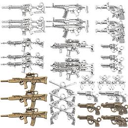 SUNNYCLUE 36 Pcs 12 Styles Tibetan Style Alloy Pendants, Gun, Mixed Color, 3pcs/style