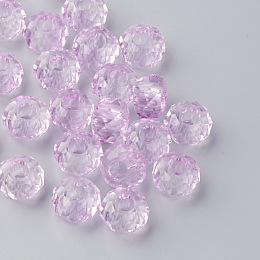 Honeyhandy Glass European Beads, Large Hole Beads, No Metal Core, Rondelle, Lavender, about 14mm in diameter, 8mm thick, hole: 5mm