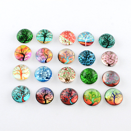 ARRICRAFT Half Round/Dome Tree Pattern Glass Flatback Cabochons for DIY Projects, Mixed Color, 25x6mm