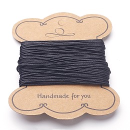 Honeyhandy Jewelry DIY Findings Waxed Cotton Cord, Black, 1mm thick