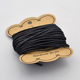 Honeyhandy Black Waxed Cotton Cord, 2mm in diameter