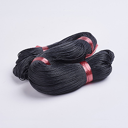 Honeyhandy Chinese Waxed Cotton Cord, Macrame Bracelet Necklace Jewelry Making, Black, 1mm, about 360yard/bundle(330m/bundle)