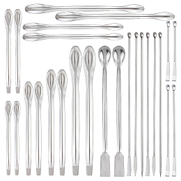 Olycraft 304 Stainless Steel Lab Spoon Spatula, Double-end, Laboratory Sampling Spoon, Mixing Spatula, Lab Equipment, Stainless Steel Color, 26pcs/bag