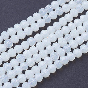 Honeyhandy Faceted Round Opalite Beads Strands, 4mm, Hole: 1mm, about 98pcs/strand, 13.7 inch