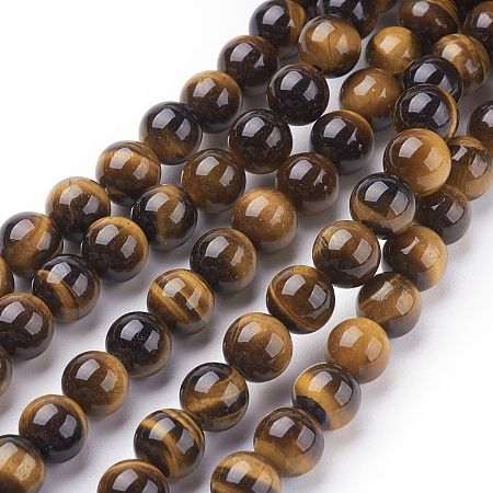 ARRICRAFT Natural Tiger Eye Beads Strands, Round, 8mm, Hole: 1mm about 24pcs/strand, 8 inches