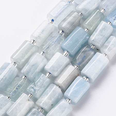 ARRICRAFT Natural Aquamarine Beads Strands, Faceted, Column, 8~11x6~8x5~7mm, Hole: 1mm, about 17pcs/strand, 7.48 inches