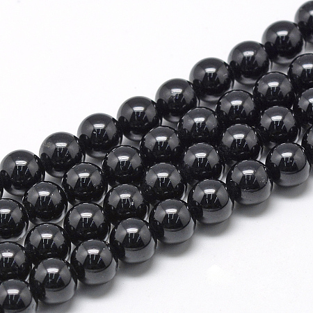 ARRICRAFT Natural Black Tourmaline Beads Strands, Round, 4mm, Hole: 1mm, about 100pcs/strand, 15.7 inches