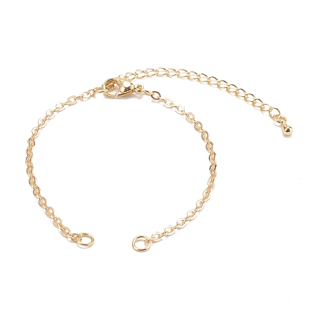 Honeyhandy Brass Cable Chain Bracelet Makings, with Jump Rings and Lobster Claw Clasps, Real 18K Gold Plated, 6-3/8 inch(16.3cm)