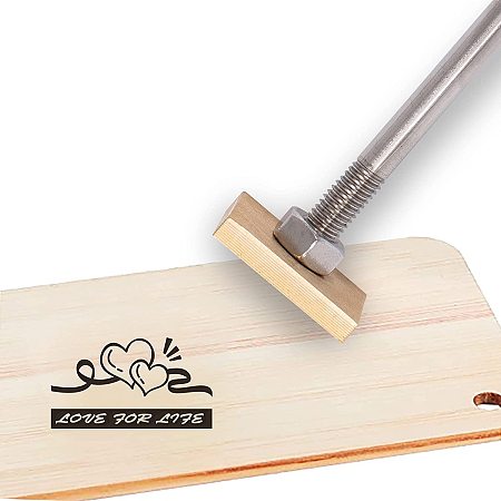 OLYCRAFT Wood Leather Cake Branding Iron 1.2 Inch Branding Iron Stamp Custom Logo BBQ Heat Bakery Stamp with Brass Head Wood Handle for Woodworking Baking Handcrafted Design - Love for Life