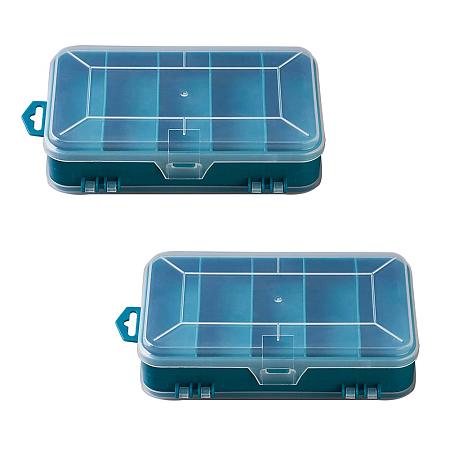 BENECREAT 2 Packs 5/8 Compartments Double Sided Accessory Container Tackle Storage Case for Jewelry Crafts, Nail Arts, Fishing Lure Bait and Other Small Tools