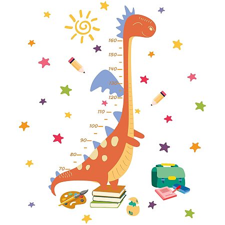 ARRICRAFT 3 Sheets/Set Height Chart Dinosaur Books Cartoon Growth Chart Sticker Stars Sun Wall Sticker PVC Height Measurement Ruler 70 to 160 cm Height Measure for Nursery Bedroom Living Room