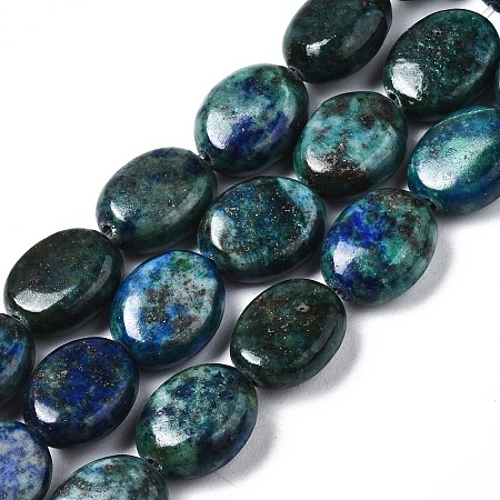 Honeyhandy Natural Chrysocolla and Lapis Lazuli Beads Strands, Oval, 10x8x4~5mm, Hole: 1mm, about 41pcs/strand, 16.14 inch~16.33 inch(41~41.5cm)