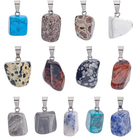 NBEADS 36 Pcs Gemstone Pendants, 9 Styles Natural & Synthetic Stones Charms Pendants Irregular Shape Nuggets Chakra Gemstone Pendants for DIY Jewelry Making