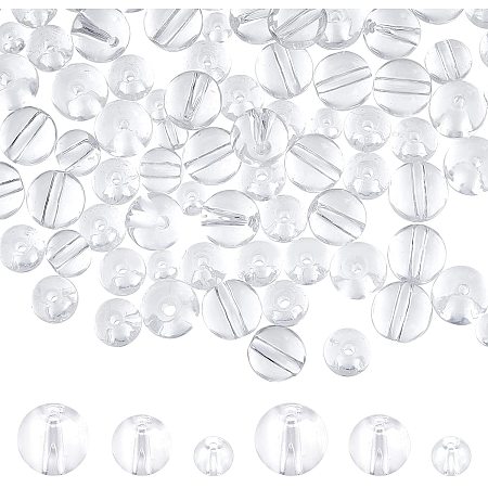 NBEADS 720 Pcs 3 Sizes Clear Glass Beads, 4mm/6mm/8mm Crystal Glass Beads Round Spacer Beads Glass Loose Beads for Bracelet Necklace Earrings Jewelry Making