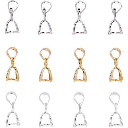 PandaHall Elite 120 pcs 3 Colors Pinch Bails Pinch Clip Bail Clasp Dangle Charm Bead Pendant Connector Findings for Pendants Necklace Jewelry DIY Craft Making