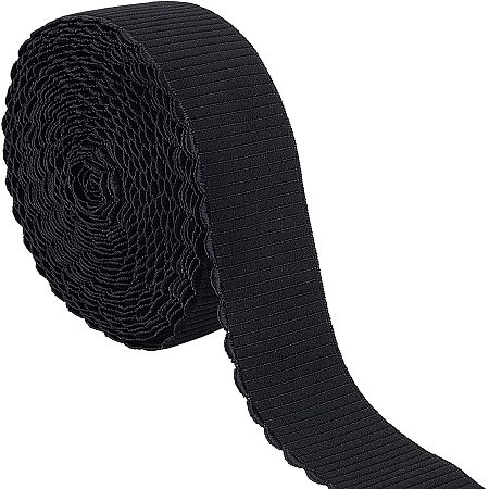 BENECREAT 6.6 Yards 1.5 Inch Wide Black Velvet Stretch High Elasticity Knit Elastic Band for Sewing Waistband Elastic
