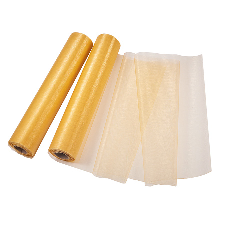PandaHall Elite 2 Rolls 29cm X 25m Organza Roll Sashes Fabric Table Runner Chair Sashes Bow Swag Sheer DIY Fabric Craft for Party Wedding Decoration