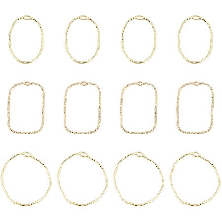 CHGCRAFT 60Pcs Oval Rectangle Ring Open Back Bezel Pendants Geometric Hollow Frame Charms for DIY UV Resin Pressed Flower Jewelry Making
