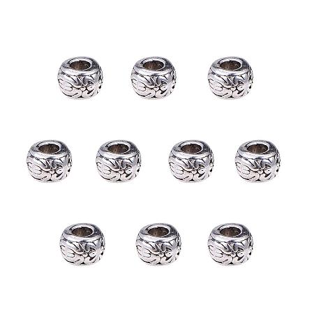 PandaHall Elite 100pcs Large Hole Spacer Beads Tibetan Alloy Antique Silver European Rondelle Spacers for Bracelet Necklace DIY Jewelry Making, 8mm, Hole: 3.5mm