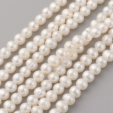 Honeyhandy Grade AAA Natural Cultured Freshwater Pearl Beads Strands, Potato, Seashell Color, 5.5~6x5~5.5mm, Hole: 0.8mm, about 76pcs/strand, 15.3 inch(39cm)