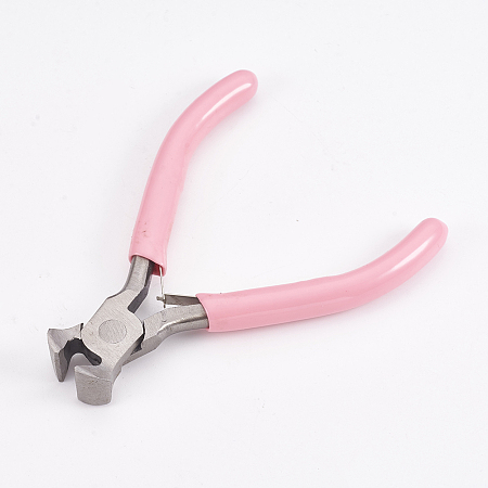 ARRICRAFT 45# Carbon Steel Jewelry Pliers, End Cutting Pliers/End Nipper Pliers, Polishing, Pink, 9.5x7.6x0.9cm