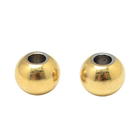 NBEADS 500 Pcs Golden Color 304 Stainless Steel Smooth Round Metal Spacer Beads Connector Loose Beads for DIY Jewelry Making