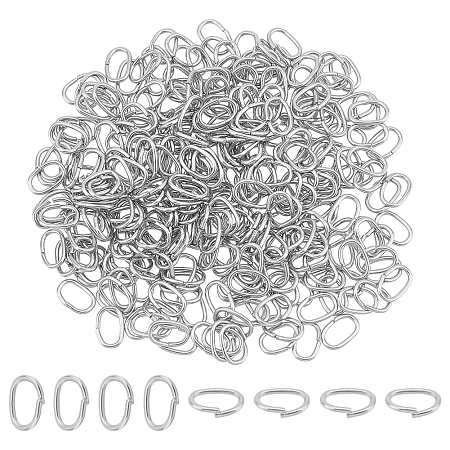 Unicraftale 300Pcs 201 Stainless Steel Quick Link Connectors, Linking Rings, Oval, Stainless Steel Color, 7x4.5x0.8mm, Hole: 3x5mm