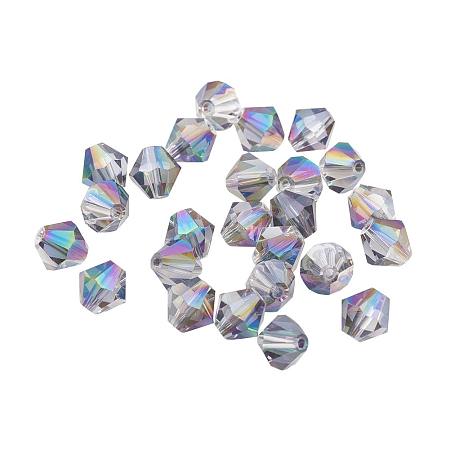 ARRICRAFT 50pcs Imitation Austrian Crystal Glass Beads Faceted Round Bicone Clear Grade AAA Beads for Jewelry Craft Making 6mm Hole: 1mm Ab Colorful
