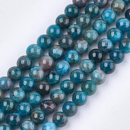 Honeyhandy Natural Apatite Beads Strands, Grade AB, Round, 8mm, Hole: 1mm, about 45~48pcs/strand, 15.3 inch