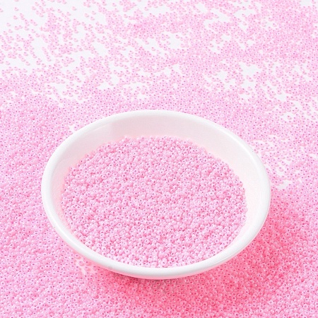 MIYUKI Round Rocailles Beads, Japanese Seed Beads, 11/0, (RR531) Opaque Carnation Pink Ceylon, 2x1.3mm, Hole: 0.8mm, about 1111pcs/10g
