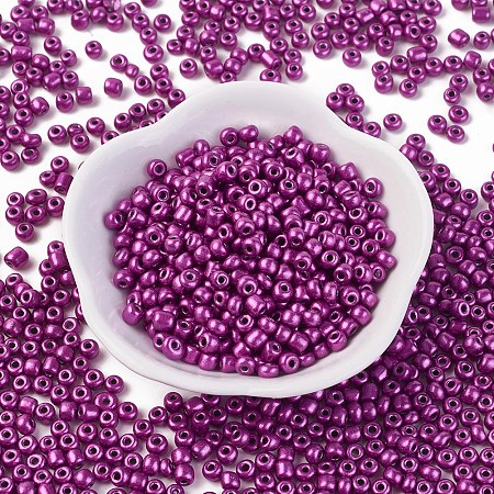 Honeyhandy Baking Paint Glass Seed Beads, Dark Orchid, 4~5x3~4mm, about 500pcs/50g