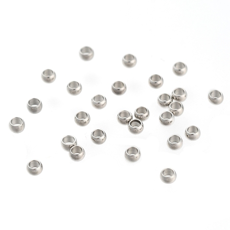 Honeyhandy 304 Stainless Steel Spacer Beads, Rondelle, Stainless Steel Color, 2.5x1.5mm, Hole: 1~1.5mm