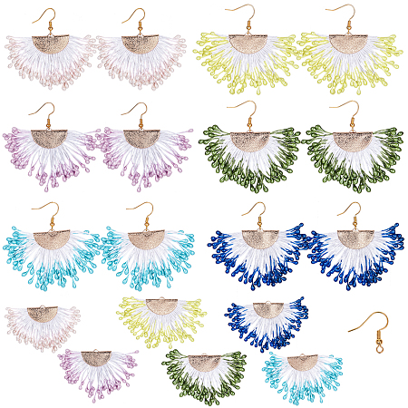 SUNNYCLUE DIY Earring Making, with Polycotton(Polyester Cotton) Tassel Pendant Decorations, with Foam and Brass Findings, Mixed Color
