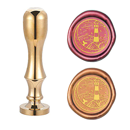 CRASPIRE Brass Wax Seal Stamp, with Handle, for DIY Scrapbooking, Building Pattern, Stamp: 25x14mm; Handle: 79.5x21mm, Screw: 8mm