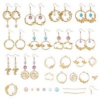 SUNNYCLUE DIY Dangle Earring Making Kits, include Alloy Pendants, Brass Links Connectors & Earring Hooks, Zinc Alloy Links, Freshwater Shell & Glass Pearl Beads, Golden