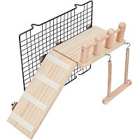 AHANDMAKER Bird Perches Cage Toys Kit, Bird Wooden Play Gyms Stands with Climbing Ladder for Baby Lovebird, Hamster and Parrot
