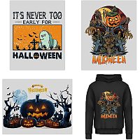 CREATCABIN 3pcs Halloween Iron On Patches Transfers Stickers Set Heat Transfer Patches Clothing Design Washable Heat Transfer Stickers Decals for Clothes T-Shirt Jackets Hat Jeans Bags Diy Decorations