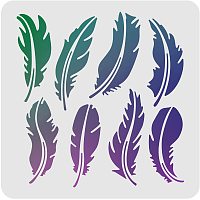 FINGERINSPIRE Feather Stencils Wall Decoration Template 11.8x11.8 inch Plastic Feather Drawing Painting Stencils Templates Square Reusable Stencils for Painting on Walls Furniture Crafts
