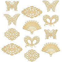 PandaHall Elite 72pcs Filigree Joiners Links, 6 Styles Butterfly Filigree Wrap Charm Metal Connector Pendant Large Resin Fillers for DIY Earrings Hairpin Headwear Necklace Earring Jewelry Making
