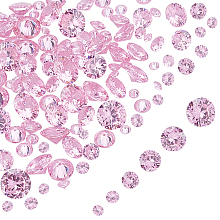 PANDAHALL ELITE Cubic Zirconia Cabochons, Grade A, Faceted, Diamond, Pearl Pink, 120pcs/box