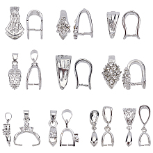 SUPERFINDINGS Filigree Rack Plating Brass Pendant Pinch Bails, Platinum, 12x6x8mm, Hole: 8x5mm; Pin: 1mm, 40pcs/box