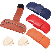 NBEADS 4 Pcs PU Leather Glasses Case, 4 Colors Soft Portable Leather Sunglasses Pouch Handmade Reading Glasses Pouch Spectacles Bag with Cleaning Cloths for Eyeglasses Storage, 6.5x2.6"