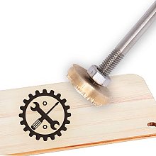 OLYCRAFT Wood Leather Cake Branding Iron 1.2" Branding Iron Stamp Custom Logo BBQ Heat Stamp with Brass Head and Wood Handle for Woodworking Baking Handcrafted Design - Spanner & Screwdriver