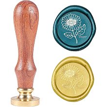 Pandahall Elite Sunflower Sealing Wax Stamps, Flower Retro Stamp Wax Seal 25mm Removable Brass Heads for Wedding Party Invitations, Wine Packages, Gift Wrapping